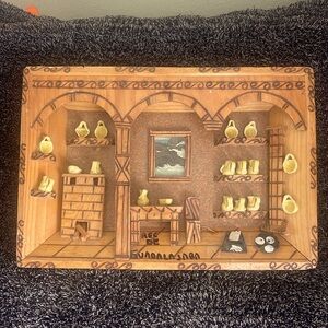 Folk Art 3D Diorama  Shadow Box Pueblo Mexican Kitchen